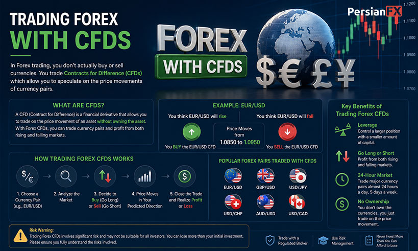 معامله فارکس با CFD چیست؟ آموزش کامل قرارداد مابهالتفاوت و اهرم در Forex