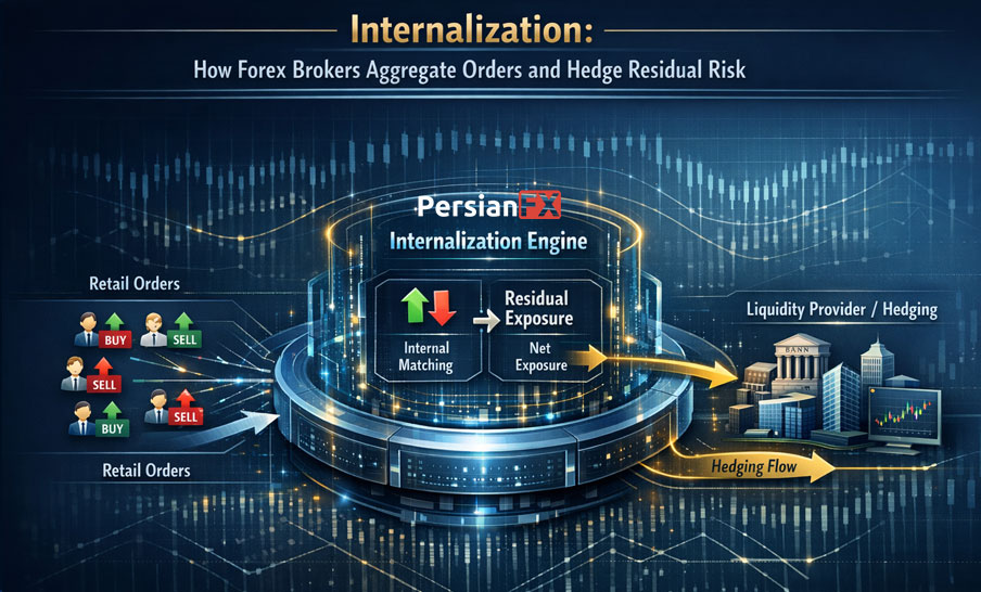 Internalization: بروکرهای فارکس چگونه سفارش‌ها را تجمیع و ریسک باقیمانده را هج می‌کنند؟