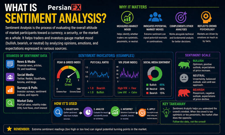 تحلیل سنتیمنت چیست؟ آموزش کامل Sentiment Analysis در فارکس و بازارهای مالی